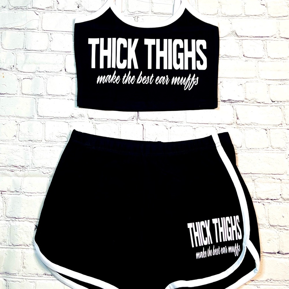 THICK THIGHS CROP TOP SHORT SET